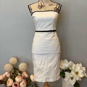 Strapless White With Black Trim Dress